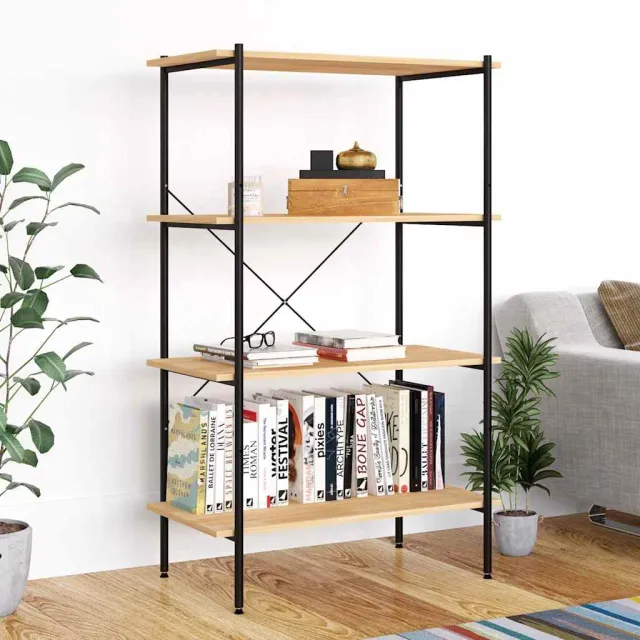 vidaXL Opbergrek 4-laags 80x40x130 cm zwart en eikenkleurig, foto 2