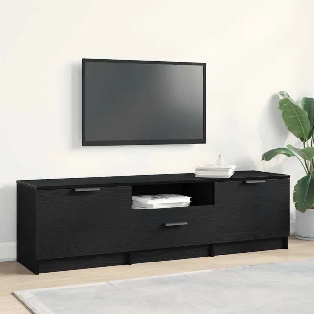 vidaXL TV-kast 140 x 35 x 40 cm Bewerkt hout zwart, foto 2