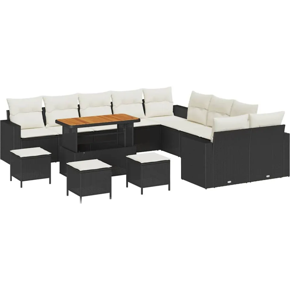vidaXL Tuinbankenset 14 st Zwart poly rattan