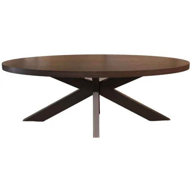 Lizzely Garden & Living Salontafel ovaal donker walnoot melamine 130cm Denzel ovale salontafel Eiken zwart