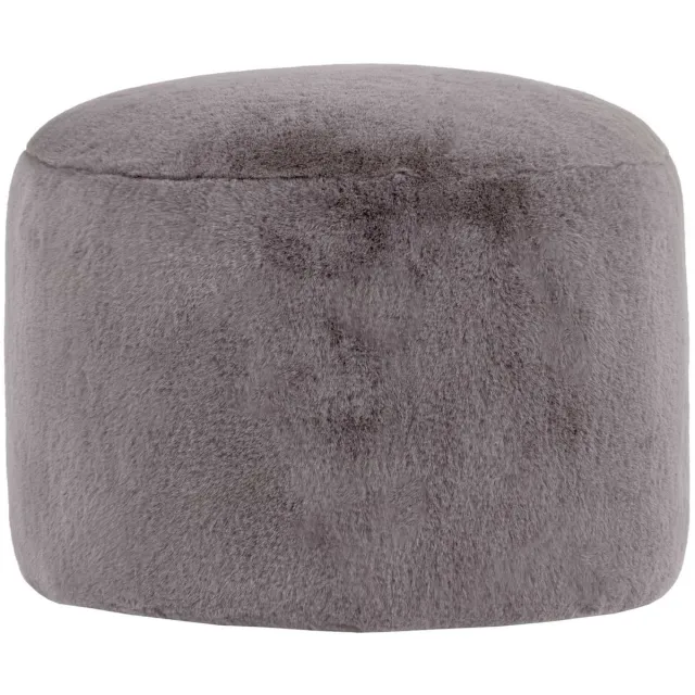 Icon Milano Poef - Ronde Zitzak Hocker - Fluffy Pluche Imitatiebont - Grijs
