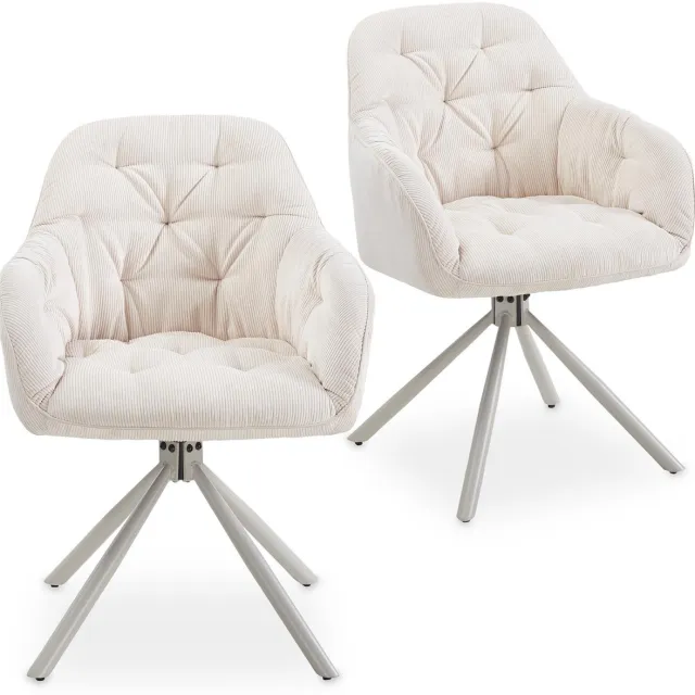 IDIMEX Eetkamerstoelen AYA, 360° draaibaar, set van 2 – crèmewit