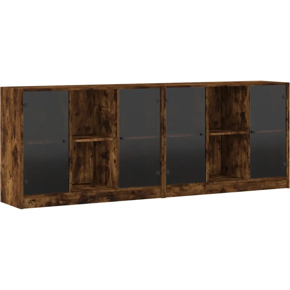 vidaXL Boekenkast met deuren 204x37x75 cm hout gerookt eikenkleurig Bruin