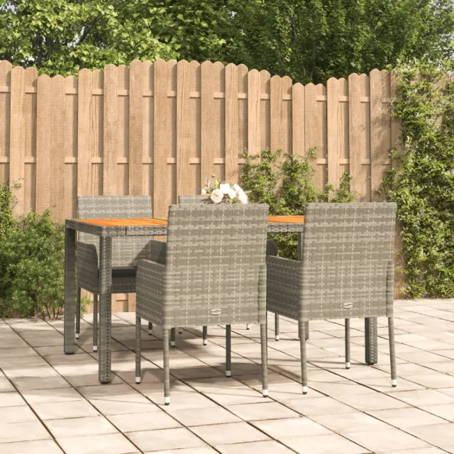 vidaXL 5-delige Tuinset met kussens poly rattan grijs, foto 2