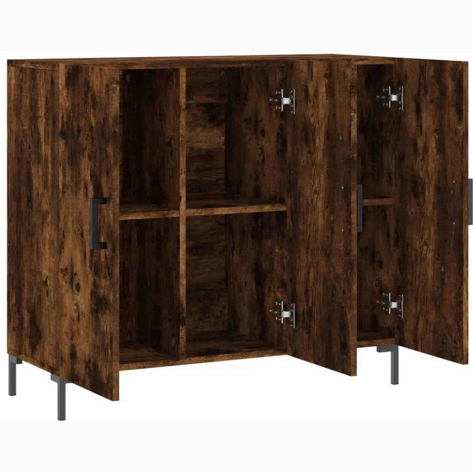 vidaXL Dressoir 90x34x80 cm bewerkt hout gerookt eikenkleurig