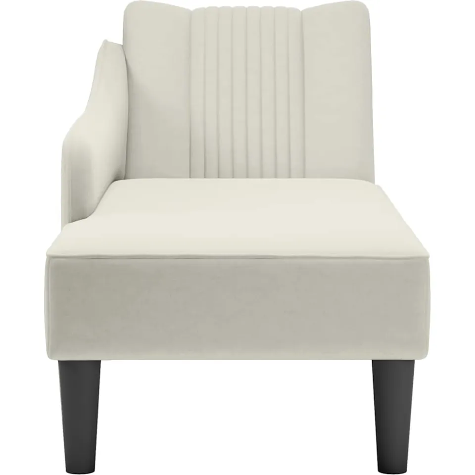 vidaXL Chaise longue met rechterarmleuning fluweel crèmekleurig, foto 4