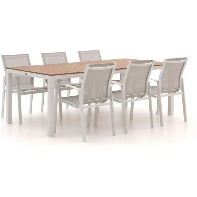 Forza Furniture Forza Altea/Fidenza 220cm dining tuinset 7-delig stapelbaar wit, foto 2