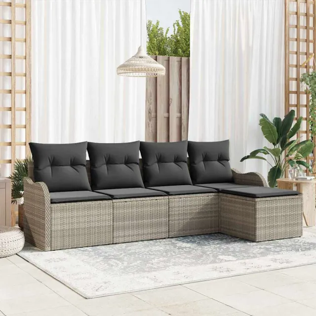 vidaXL Tuin Sofa Set 5 st Lichtgrijs poly rattan, foto 2
