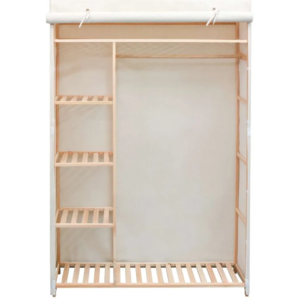 vidaXL Kledingkast stof en grenenhout 110x40x170 cm wit, foto 2