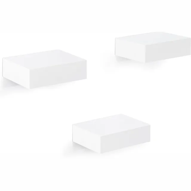 Happyment Luxe Wandplank Zwevend - 10,5cm - Zwevende wandplanken tegen muur - Wandrek - Fotoplank kinderkamer - Boekenplank - Hout MDF - Wit - Set van 3