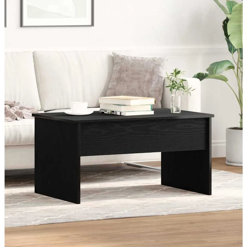 vidaXL Salontafel Zwart Eiken 80 x 50,5 x 41,5 cm Bewerkt hout, foto 4