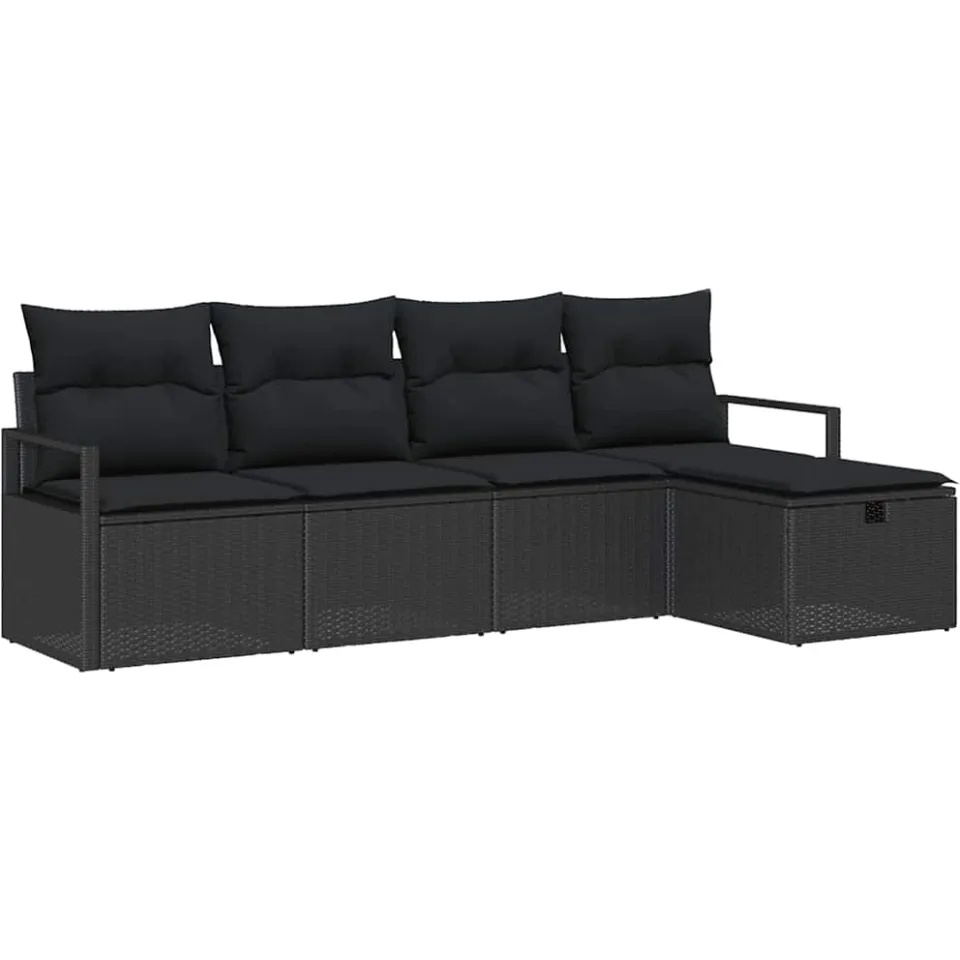 vidaXL Tuin Sofa Set 5 st Zwart poly rattan