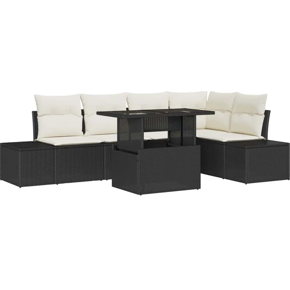 vidaXL Tuin Sofa Set 6 st Zwart poly rattan