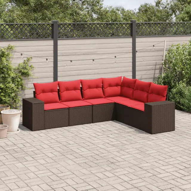 vidaXL 6-delige tuinbankset met kussens, bruin polyrotan, foto 2