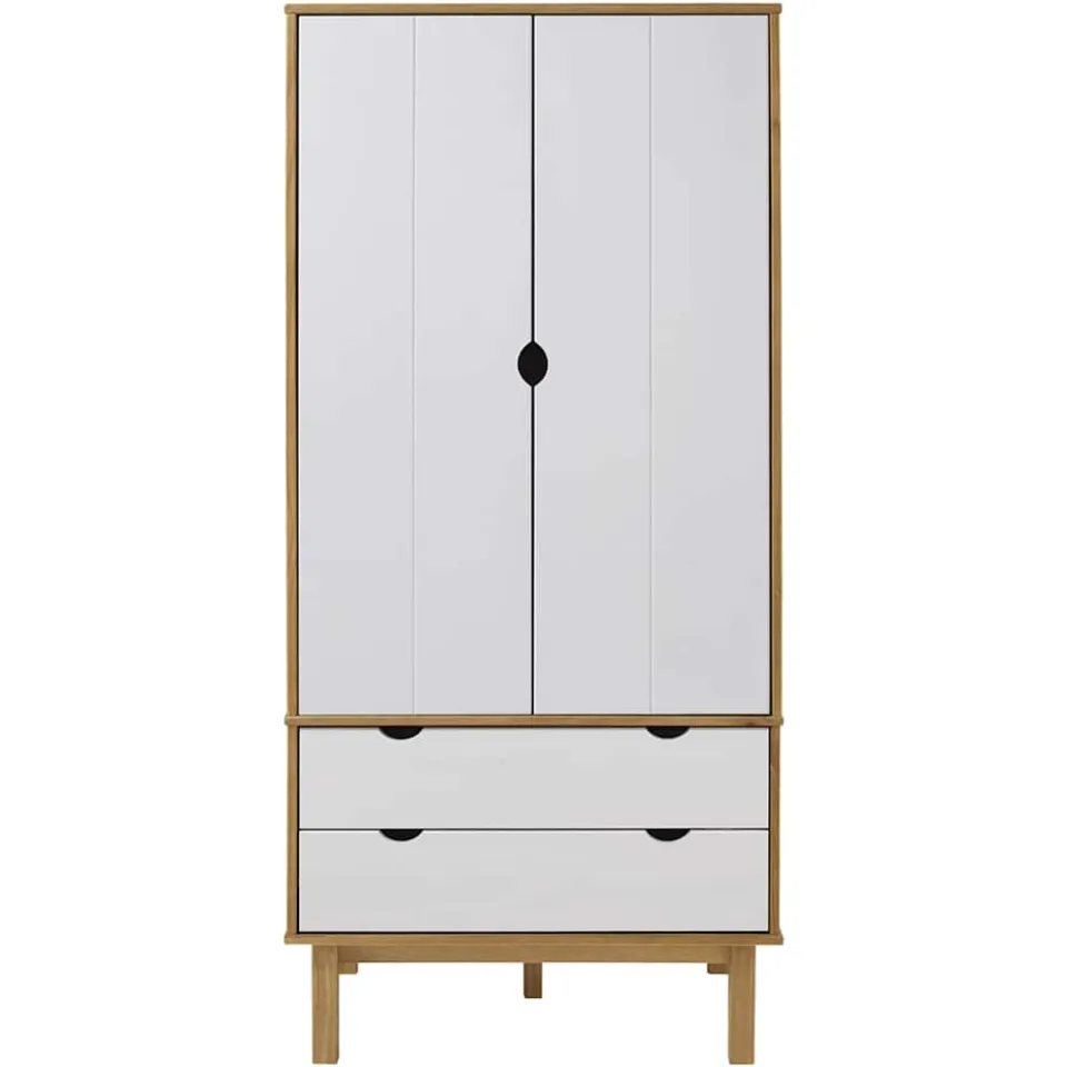 vidaXL Kledingkast OTTA 76,5x53x172 cm massief grenenhout bruin en wit