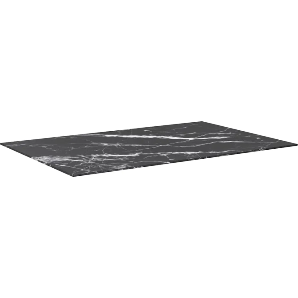 vidaXL Tafelblad 100x62 cm 8 mm gehard glas met marmeren design zwart, foto 2