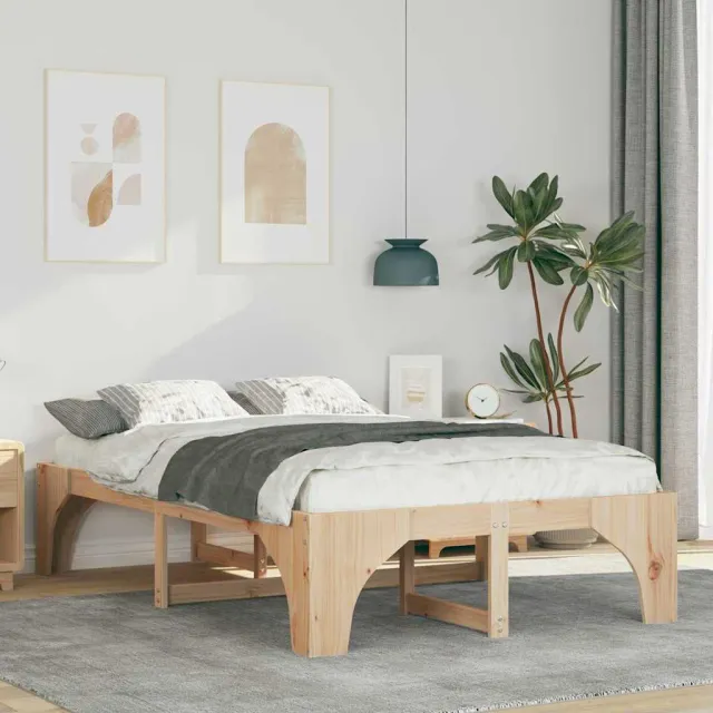 vidaXL Bedframe Bruin 120 x 200 cm Massief grenenhout
