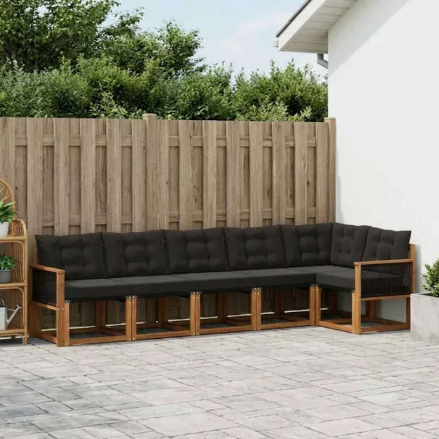 vidaXL Buiten bankenset 6 st 6-zits Naturel en Zwart Bruin