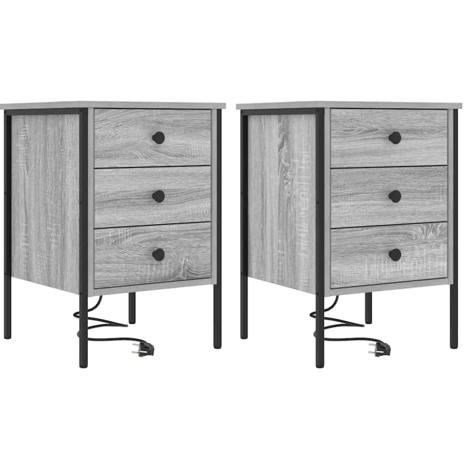 vidaXL Nachtkastje 2 st Grijs Sonoma 42 x 41 x 61 cm Bewerkt hout, foto 3
