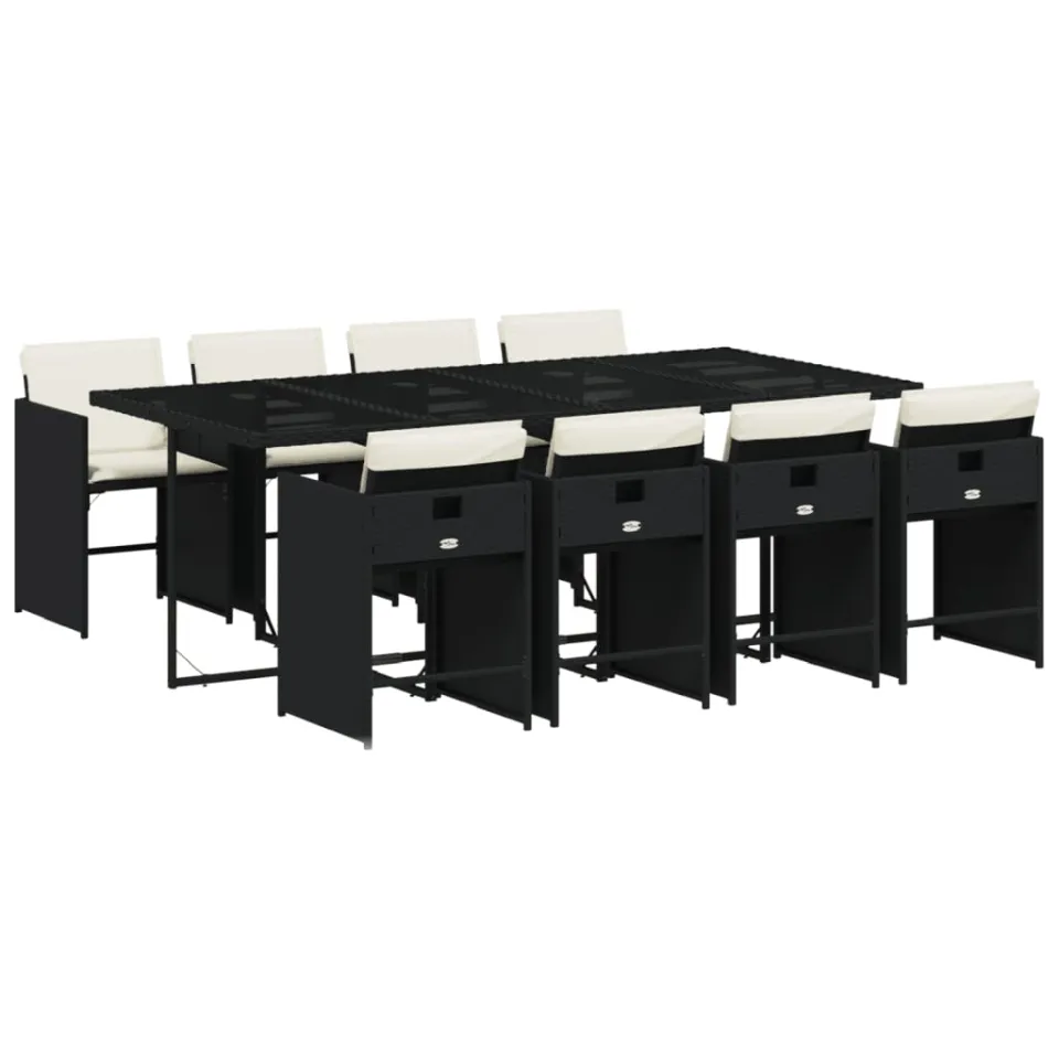 vidaXL 9-delige Tuinset poly rattan zwart, foto 3