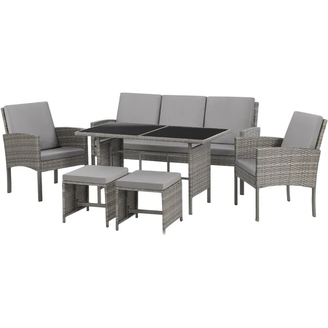 SVITA Denver Poly Rotan Zitgroep - Lounge Set Grijs