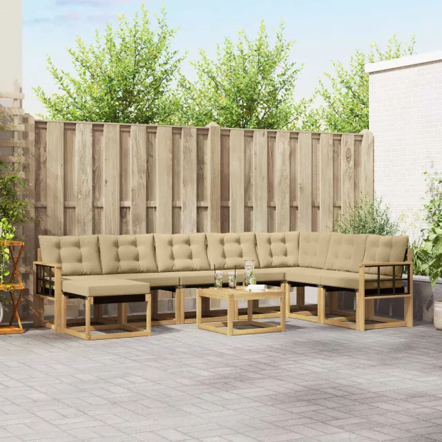 vidaXL Buiten bankenset 9 st Wit en Beige