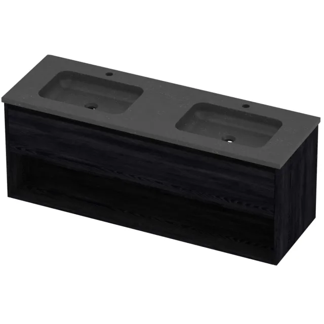 Proline Rollo Badmeubelset Hardsteen Elegant Schap 140x46x54 cm Blue Stone Black Oak Eiken