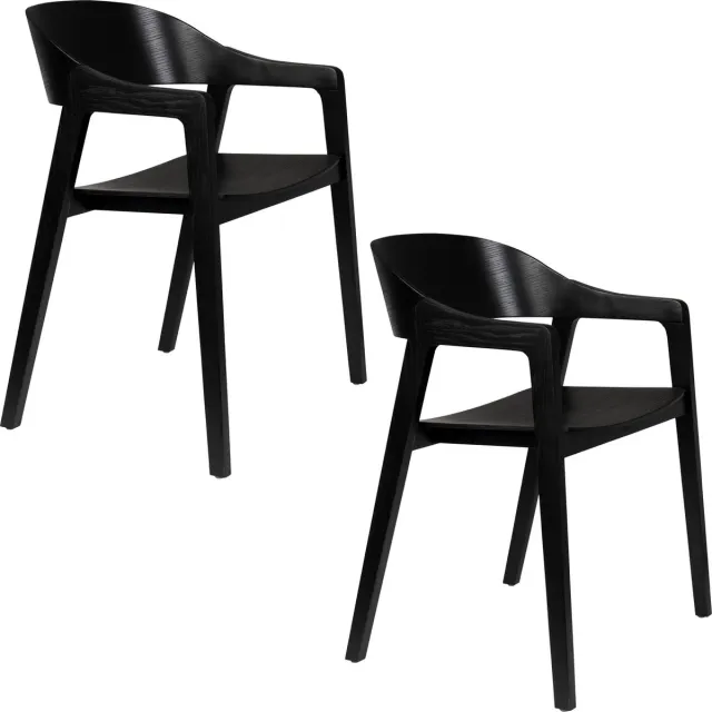 Dutchbone Westlake Eetkamerstoelen Armleuning Zwart - Set van 2 Bruin