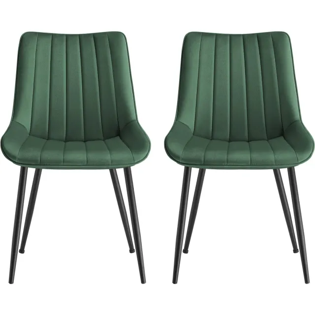 Songmics Eetkamerstoelen - Stalen Poten - Ergonomische Rugleuning groen-zwart