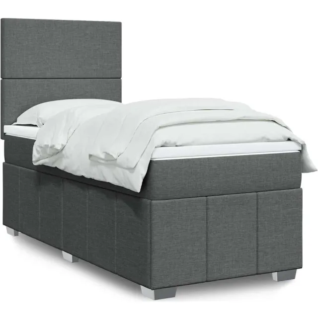 vidaXL Boxspring met matras stof donkergrijs 80x200 cm grijs