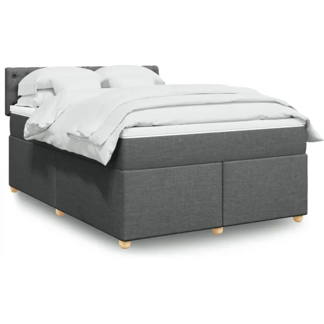 vidaXL Boxspring met matras stof donkergrijs 140x200 cm grijs