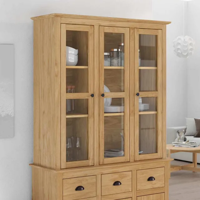 vidaXL Kast met Glazen Deuren BODO Honingbruin 115,5 x 38,5 x 118 cm