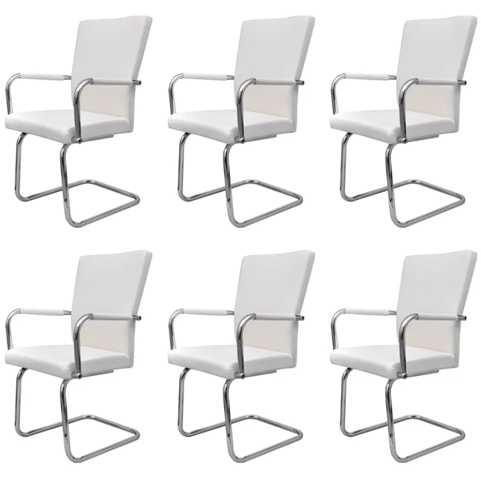 vidaXL Eetkamerstoelen 6 st kunstleer wit