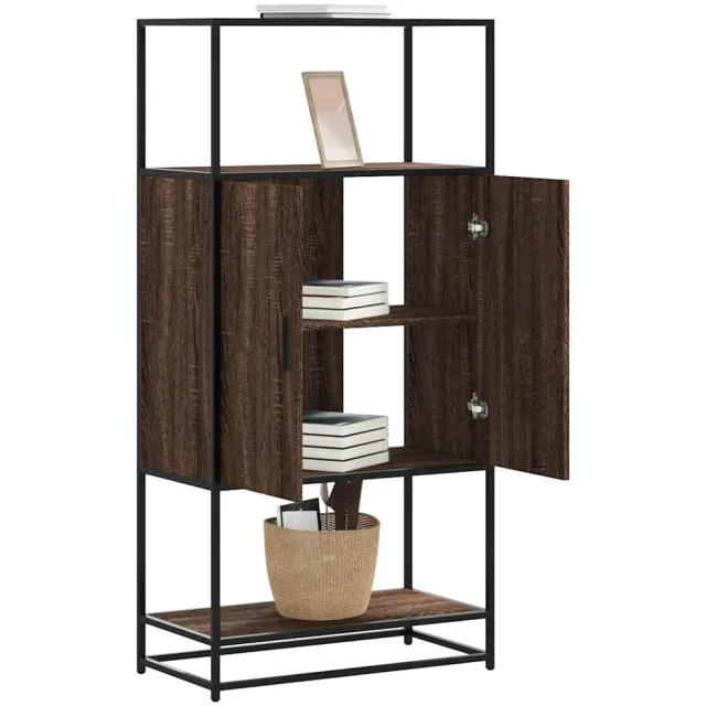 vidaXL Hoge kast 68x35x139 cm bewerkt hout en metaal bruin eikenkleur