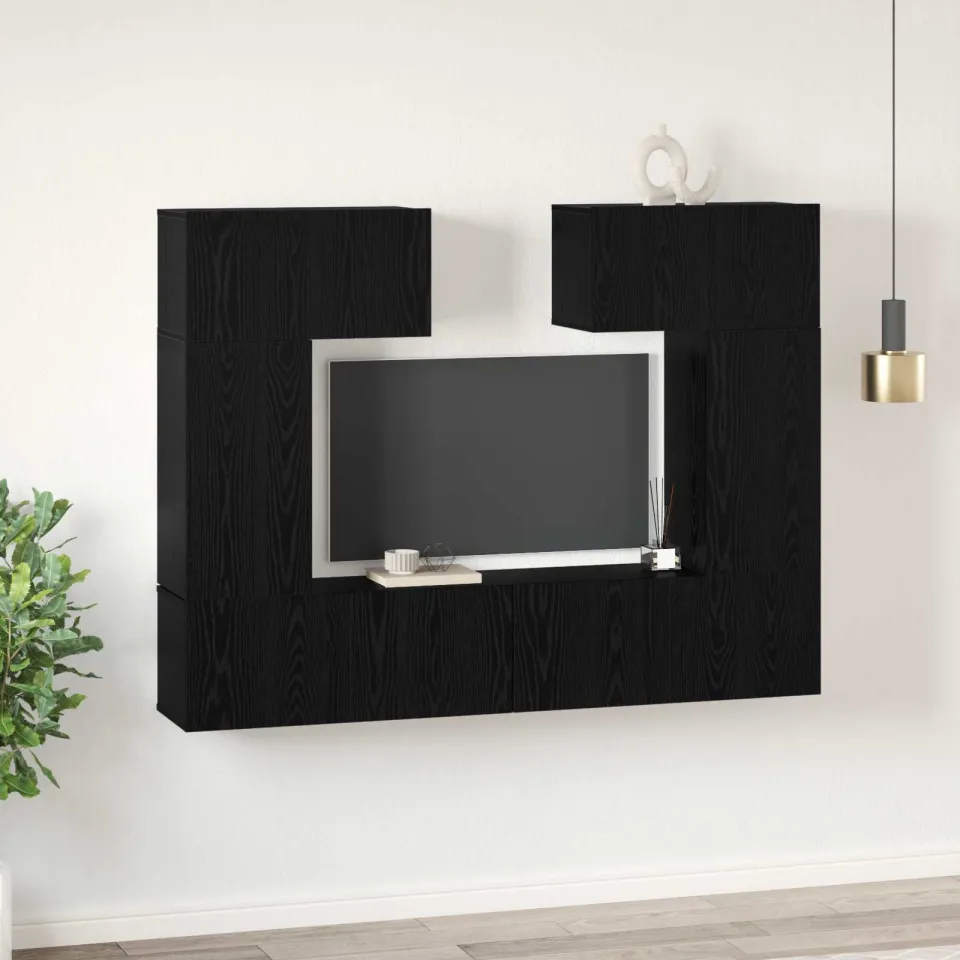 vidaXL Tv-meubelset 6 st 80 x 30 x 30 cm Zwart Eiken, foto 4