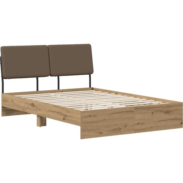 vidaXL Tweepersoonsbed met hoofdbord Artisan eiken en taupe Bruin