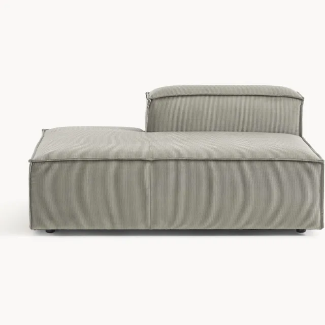 Westwing Collection Chaise longue module Lennon van corduroy Grijs
