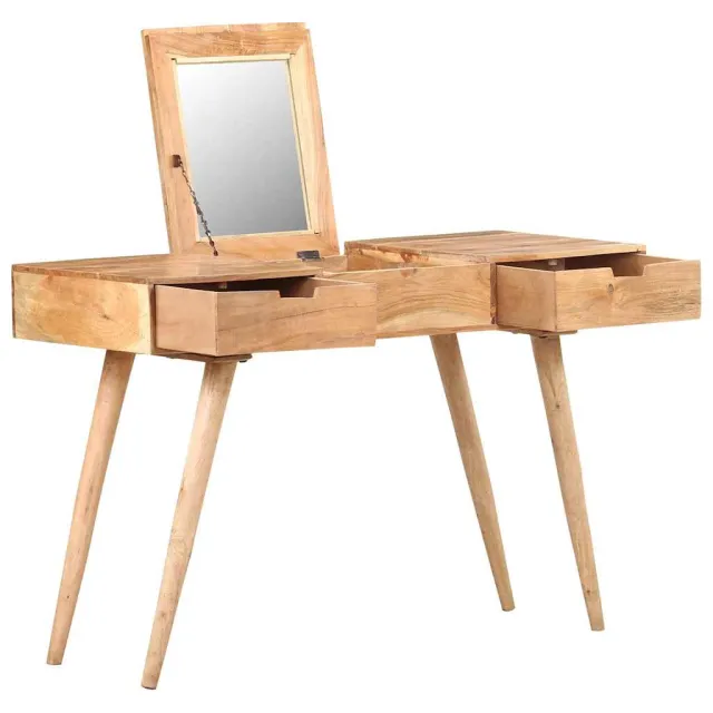 vidaXL Kaptafel met spiegel 112x45x76 cm massief acaciahout Bruin