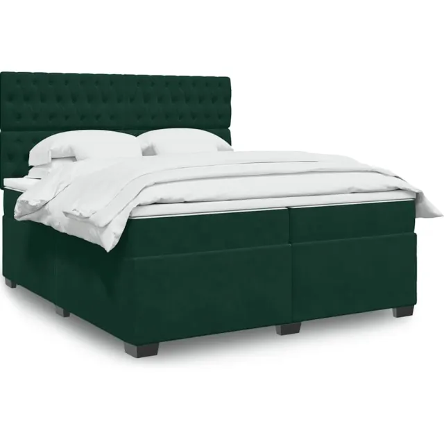 vidaXL Boxspring met matras fluweel donkergroen 200x200 cm groen