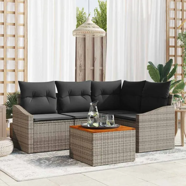 vidaXL Tuinbankenset 5 st Grijs poly rattan