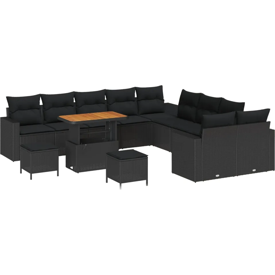 vidaXL Tuinbankenset 13 st Zwart poly rattan