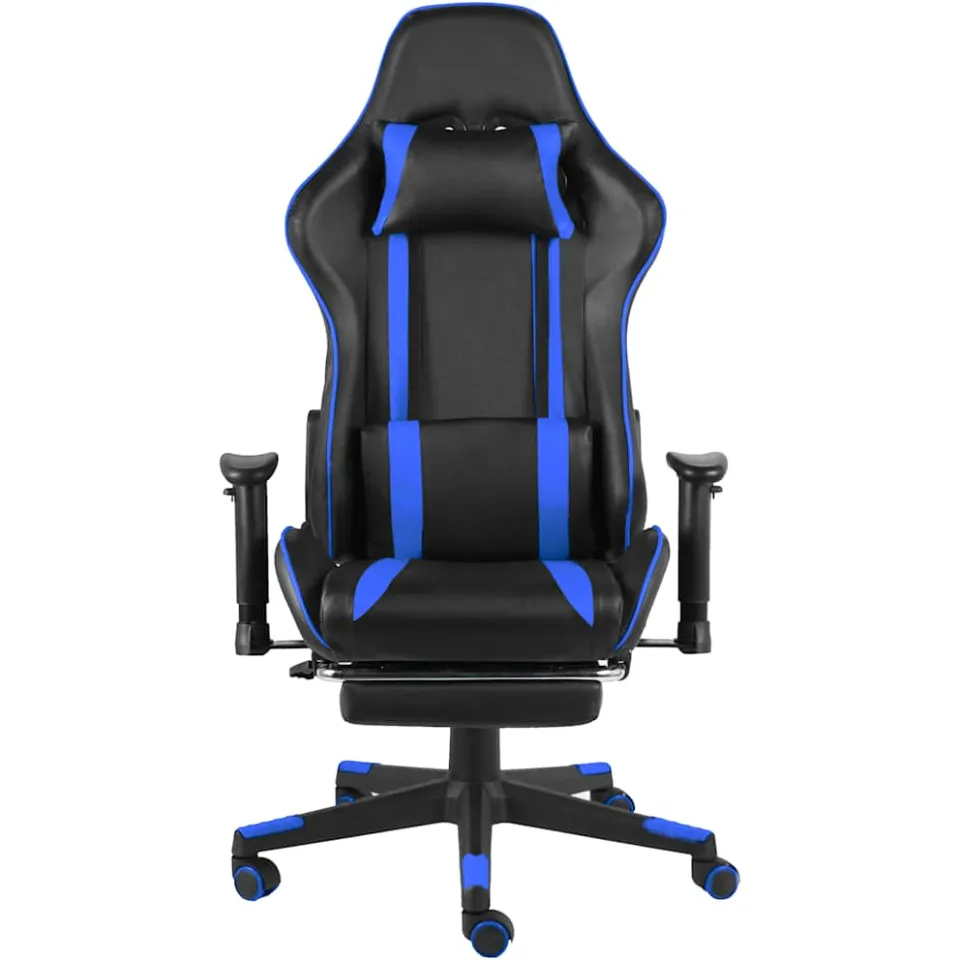 vidaXL Gamestoel draaibaar met voetensteun PVC blauw, foto 2