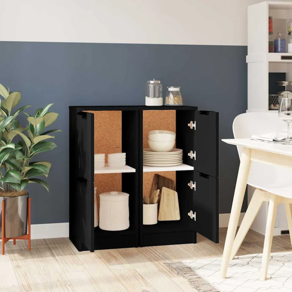 vidaXL Dressoirs 2 st 30x30x70 cm bewerkt hout zwart, foto 4