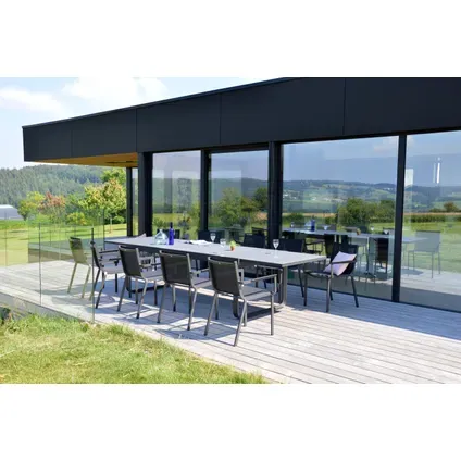 Arcane Tuinstoel Horizon Stapelbaar Textileen Aluminium zwart, foto 4