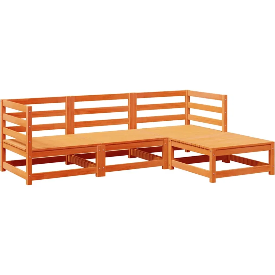 vidaXL 4-delige Loungeset massief grenenhout wasbruin bruin, foto 3