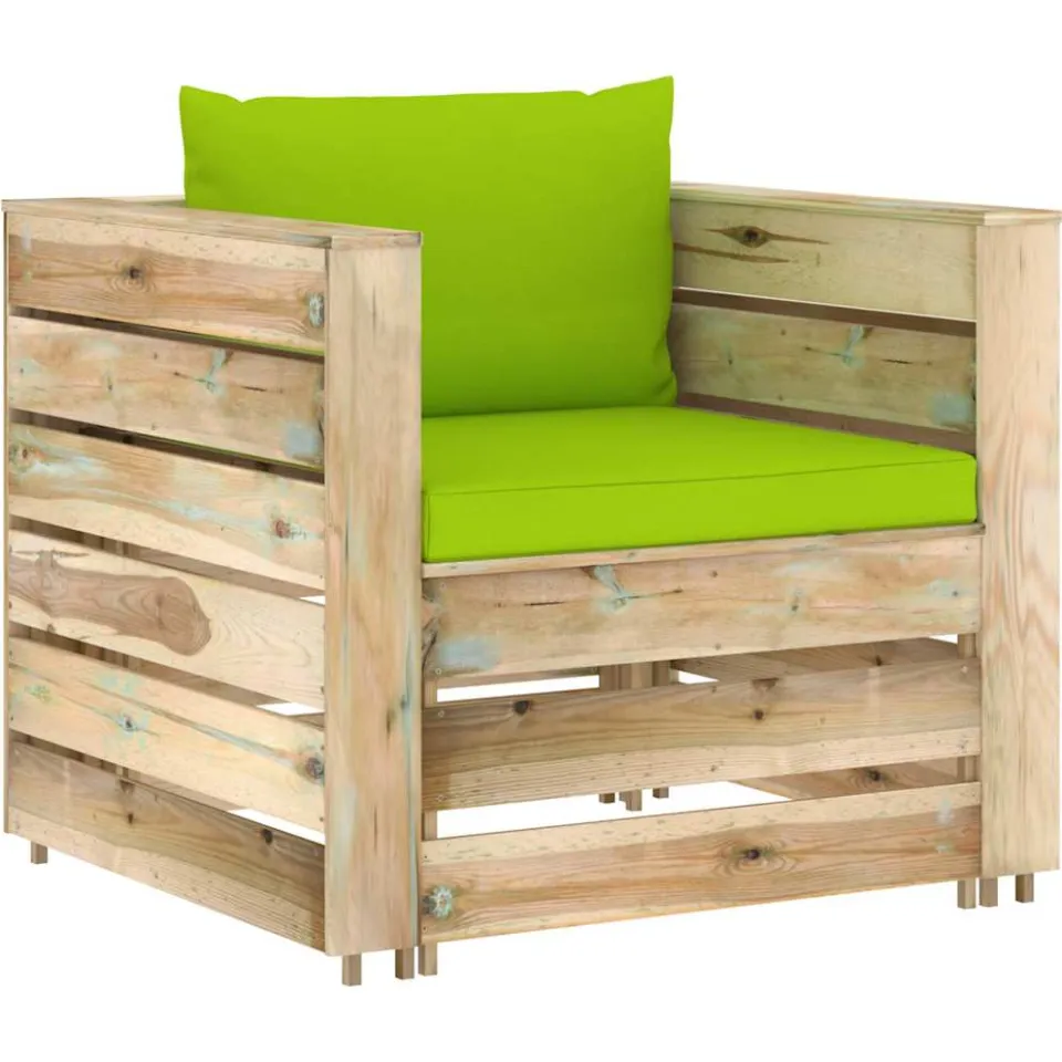 vidaXL 2-delige Loungeset met kussens groen geïmpregneerd hout, foto 2