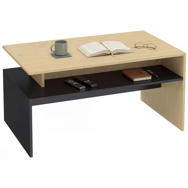 Homcom Salontafel - MDF - 95 x 55 x 50 cm - Natuurlijk hout