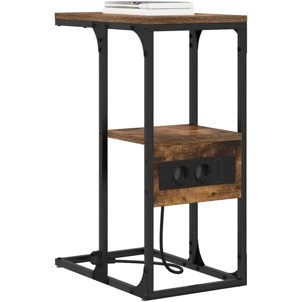 vidaXL Nachtkastje Gerookt eiken 41,5 x 26 x 60,5 cm Bewerkt hout Bruin