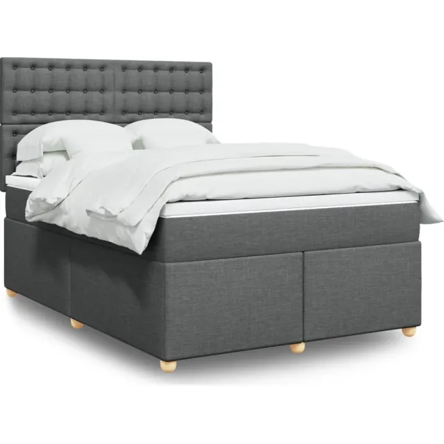 vidaXL Boxspring met matras stof donkergrijs 160x200 cm grijs
