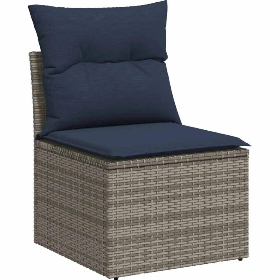vidaXL 5-delige Loungeset met kussens poly rattan grijs